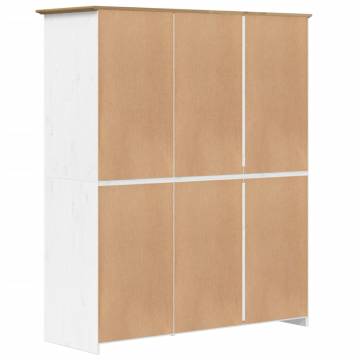 Wardrobe BODO White & Brown - Solid Pine Storage | Hipomarket