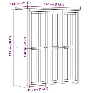 Wardrobe BODO White & Brown - Solid Pine Storage | Hipomarket