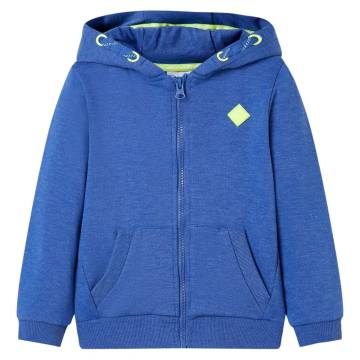 Kids' Hooded Sweatshirt with Zip - Blue Melange 140 | HipoMarket