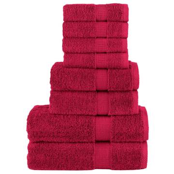 8 Piece Premium Towel Set SOLUND Red - 600 GSM Luxury Towels