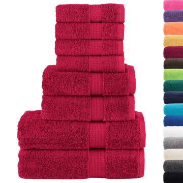 8 Piece Premium Towel Set SOLUND Red - 600 GSM Luxury Towels