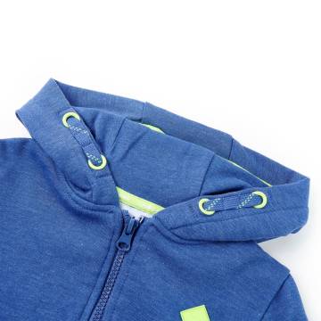 Kids' Hooded Sweatshirt with Zip - Blue Melange 140 | HipoMarket