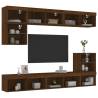 8 Piece TV Wall Units with LED - Brown Oak Design