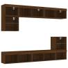 8 Piece TV Wall Units with LED - Brown Oak Design