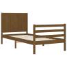 Honey Brown Bed Frame with Headboard - 90x200 cm Solid Wood