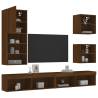 5 Piece TV Wall Units with LED - Brown Oak Wood | HipoMarket