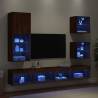 5 Piece TV Wall Units with LED - Brown Oak Wood | HipoMarket