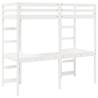 Loft Bed Frame with Desk - White Solid Pine 75x190 cm