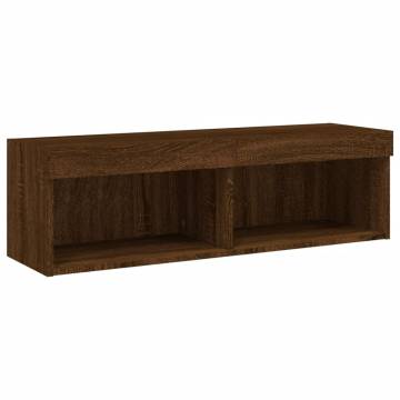 5 Piece TV Wall Units with LED - Brown Oak Wood | HipoMarket