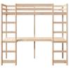 Loft Bed Frame with Desk - Solid Pine 80x200 cm | Hipo Market