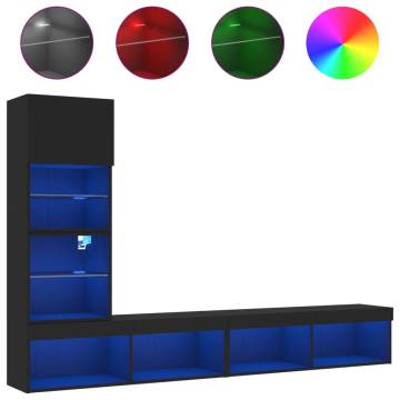 4 Piece TV Wall Units with LED - Stylish & Space Saving