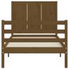 Honey Brown Bed Frame with Headboard - 90x200 cm Solid Wood