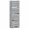 Stylish Grey Sonoma Shoe Cabinet with 4 Flip-Drawers