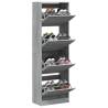 Stylish Grey Sonoma Shoe Cabinet with 4 Flip-Drawers