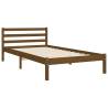 Honey Brown Bed Frame with Headboard - 90x200 cm Solid Wood