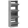 Stylish Grey Sonoma Shoe Cabinet with 4 Flip-Drawers