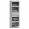 Stylish Grey Sonoma Shoe Cabinet with 4 Flip-Drawers