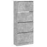 Shoe Cabinet with 4 Flip-Drawers - Concrete Grey 80x34x187.5 cm