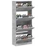 Shoe Cabinet with 4 Flip-Drawers - Concrete Grey 80x34x187.5 cm