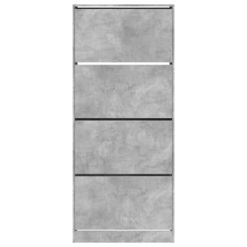 Shoe Cabinet with 4 Flip-Drawers - Concrete Grey 80x34x187.5 cm