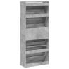 Shoe Cabinet with 4 Flip-Drawers - Concrete Grey 80x34x187.5 cm