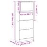 Shoe Cabinet with 4 Flip-Drawers - Concrete Grey 80x34x187.5 cm