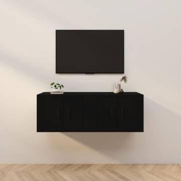 Stylish Wall-Mounted TV Cabinets - 2 pcs Black | HipoMarket