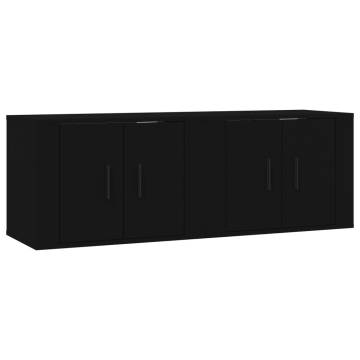 Stylish Wall-Mounted TV Cabinets - 2 pcs Black | HipoMarket