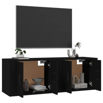 Stylish Wall-Mounted TV Cabinets - 2 pcs Black | HipoMarket