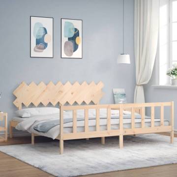 Solid Wood Bed Frame with Headboard 200x200 cm - Hipomarket