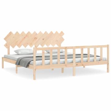 Solid Wood Bed Frame with Headboard 200x200 cm - Hipomarket