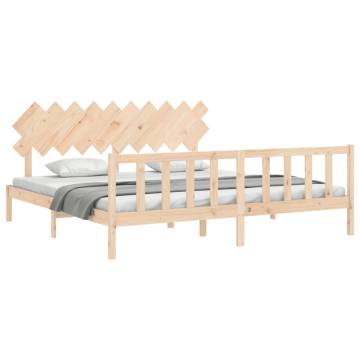 Solid Wood Bed Frame with Headboard 200x200 cm - Hipomarket