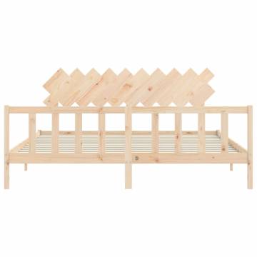 Solid Wood Bed Frame with Headboard 200x200 cm - Hipomarket