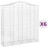 Arched Gabion Baskets 6 pcs | Galvanised Iron Garden Barriers