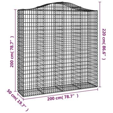 Arched Gabion Baskets 6 pcs | Galvanised Iron Garden Barriers