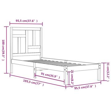 Solid Wood Pine Bed Frame 90x190 cm - Stylish & Sturdy