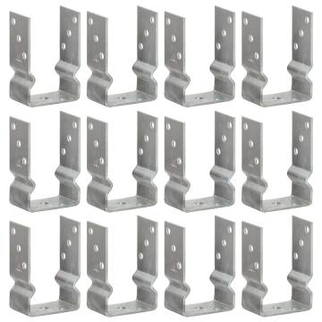 Fence Anchors 12 pcs Silver | Galvanised Steel 9x6x15 cm