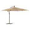 Brown Garden Parasol with LEDs & Steel Pole - 290x290 cm