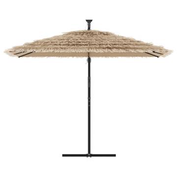 Brown Garden Parasol with LEDs & Steel Pole - 290x290 cm