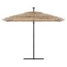 Brown Garden Parasol with LEDs & Steel Pole - 290x290 cm