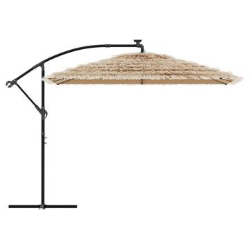 Brown Garden Parasol with LEDs & Steel Pole - 290x290 cm