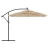 Brown Garden Parasol with LEDs & Steel Pole - 290x290 cm