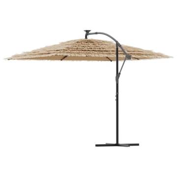 Brown Garden Parasol with LEDs & Steel Pole - 290x290 cm