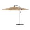 Brown Garden Parasol with LEDs & Steel Pole - 290x290 cm