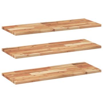 Floating Shelves - Set of 3 | Solid Acacia Wood 100x30x2 cm