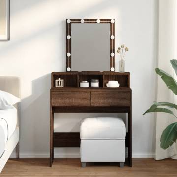 Dressing Table with LED - Brown Oak 80x41x144.5 cm