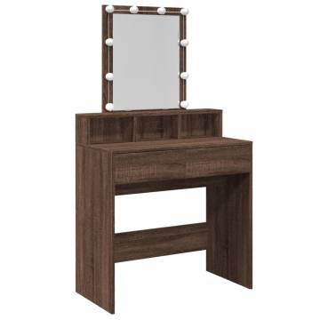 Dressing Table with LED - Brown Oak 80x41x144.5 cm