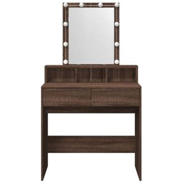 Dressing Table with LED - Brown Oak 80x41x144.5 cm