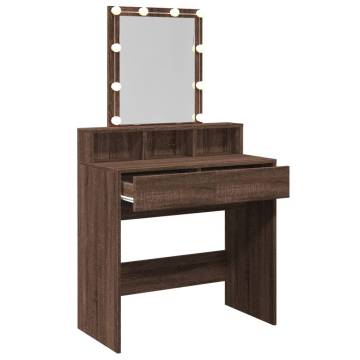 Dressing Table with LED - Brown Oak 80x41x144.5 cm