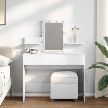 Dressing Table with LED - White 100x40x130 cm | Hipo Market